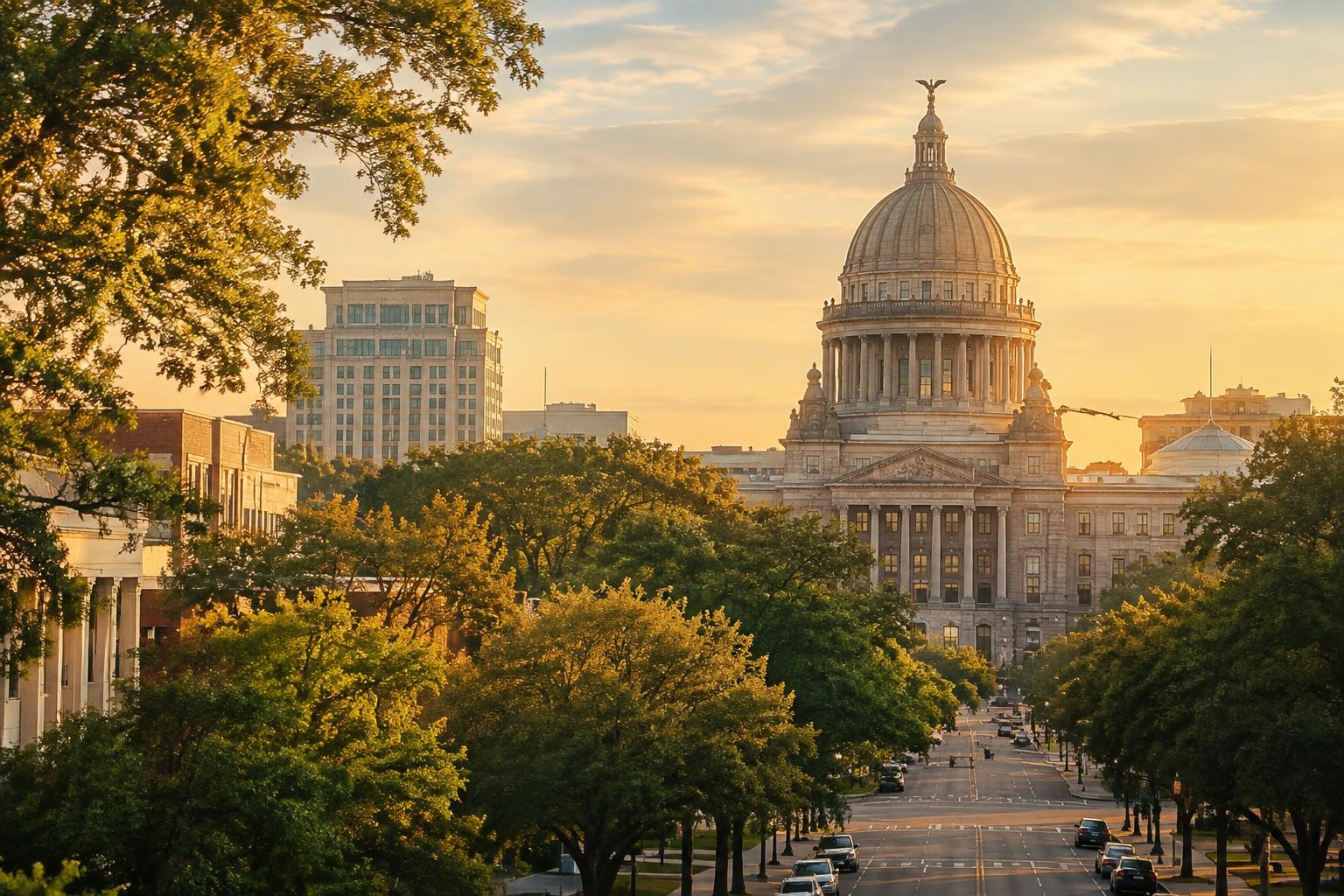 Downtown Jackson at golden hour